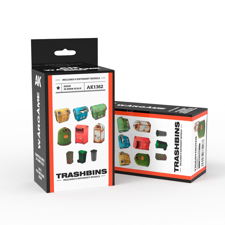 WarForge - TRASHBINS – SCENOGRAPHY WARGAME SET – 100% POLYURETHANE RESIN COMPATIBLE WITH 30-35MM SCALE - Warhammer