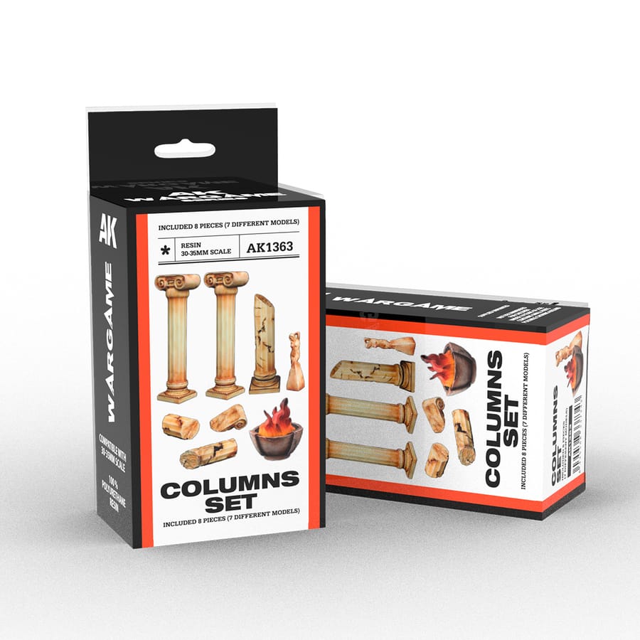 WarForge - COLUMNS SET – SCENOGRAPHY WARGAME SET – 100% POLYURETHANE RESIN COMPATIBLE WITH 30-35MM SCALE - Warhammer