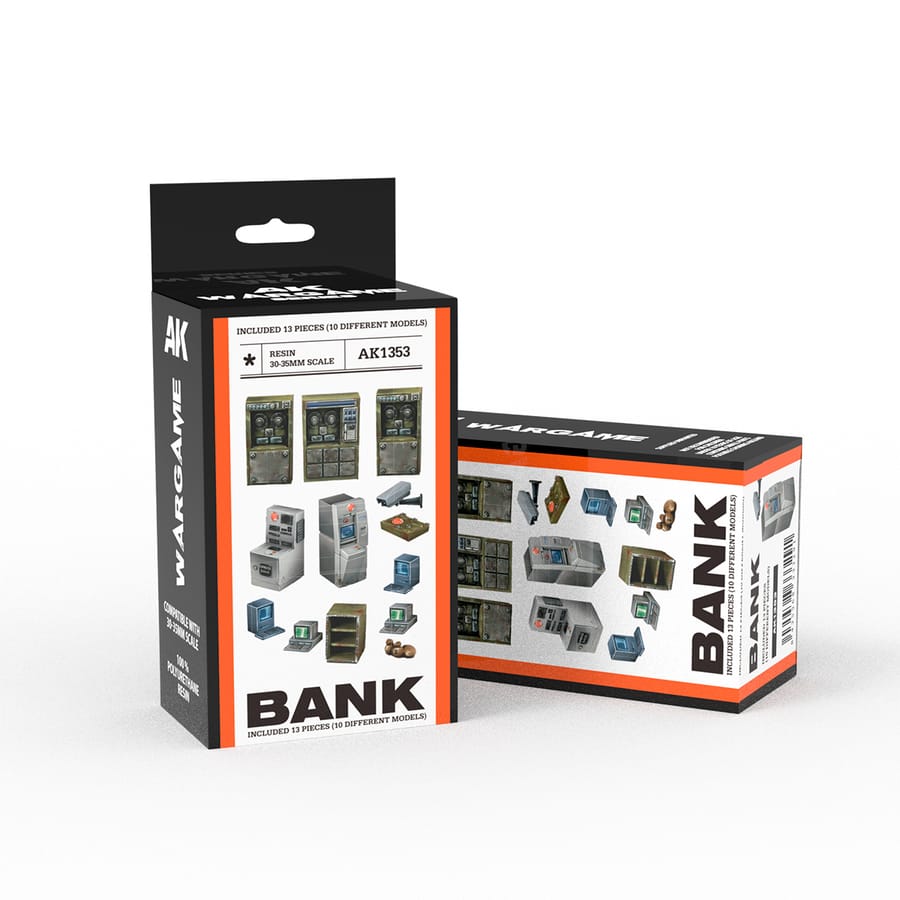 WarForge - BANK EQUIPMENT- SCENOGRAPHY WARGAME SET – 100% POLYURETHANE RESIN COMPATIBLE WITH 30-35MM SCALE - Warhammer