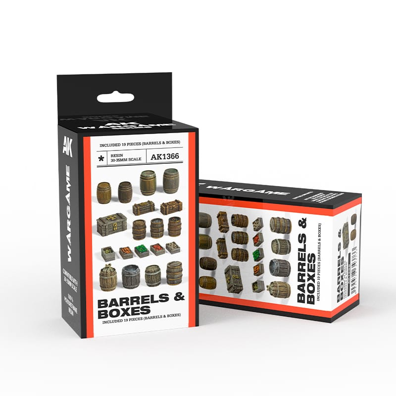 WarForge - BARRELS & BOXES – SCENOGRAPHY WARGAME SET -100% POLYURETHANE RESIN COMPATIBLE WITH 30-35MM SCALE - Warhammer