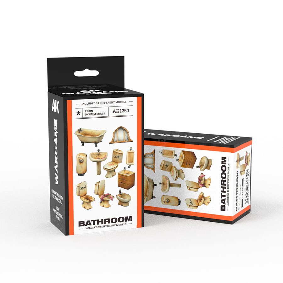 WarForge - BATHROOM FURNITURE – SCENOGRAPHY WARGAME SET – 100% POLYURETHANE RESIN COMPATIBLE WITH 30-35MM SCALE - Warhammer
