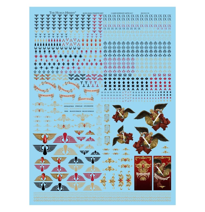 WarForge - Planche de décalcomanies de la Légion des Blood Angels - Warhammer - Blood Angels