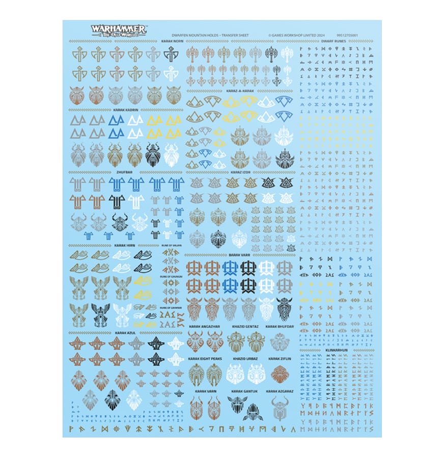 WarForge - Planche de Décalcos des Forteresses Naines - Warhammer - Nains
