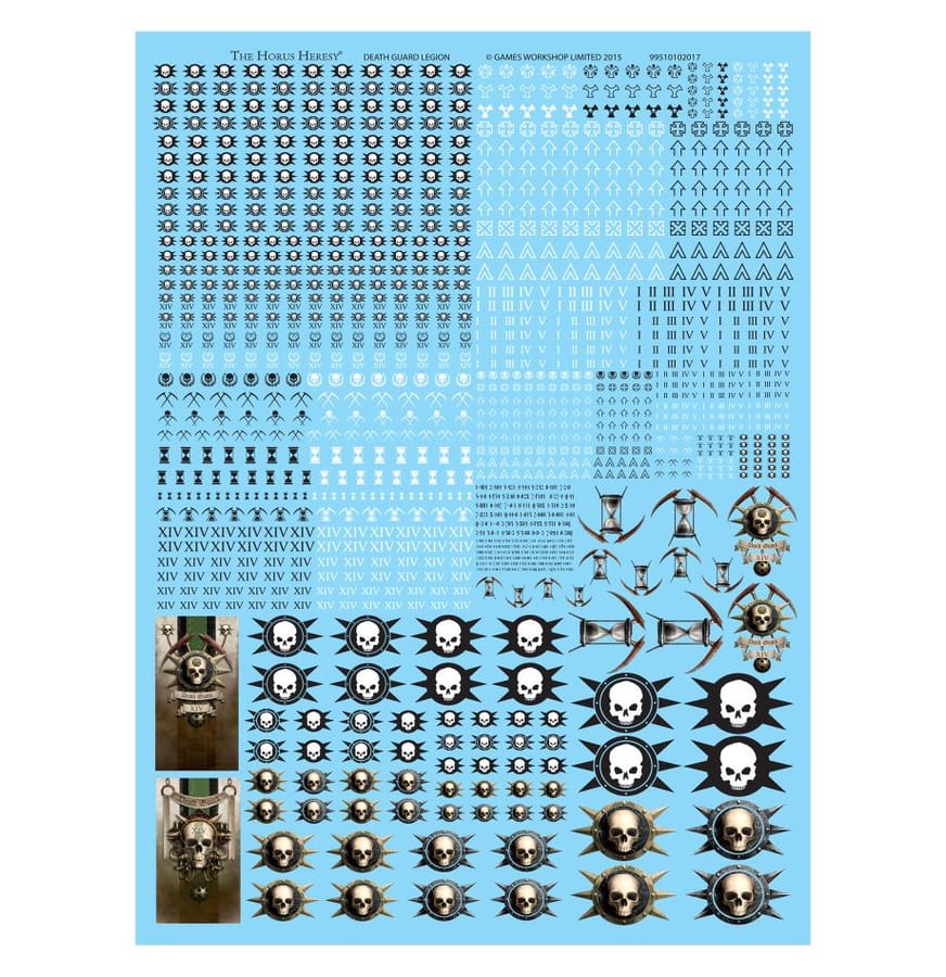 WarForge - Planche de décalcomanies de la Légion de la Death Guard - Warhammer - Death Guard