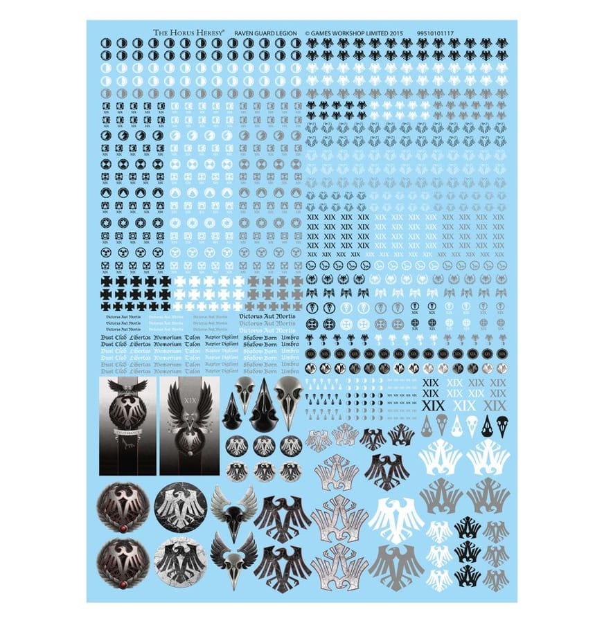WarForge - Planche de décalcomanies de la Légion de la Raven Guard - Warhammer - Raven Guard