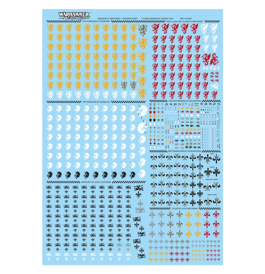 WarForge - Planche de Décalcos du Royaume de Bretonnie - Warhammer - Bretonnie