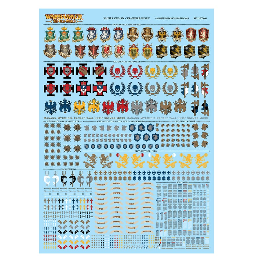WarForge - Planche de Décalcos de l'Empire de l'Homme - Warhammer - Empire