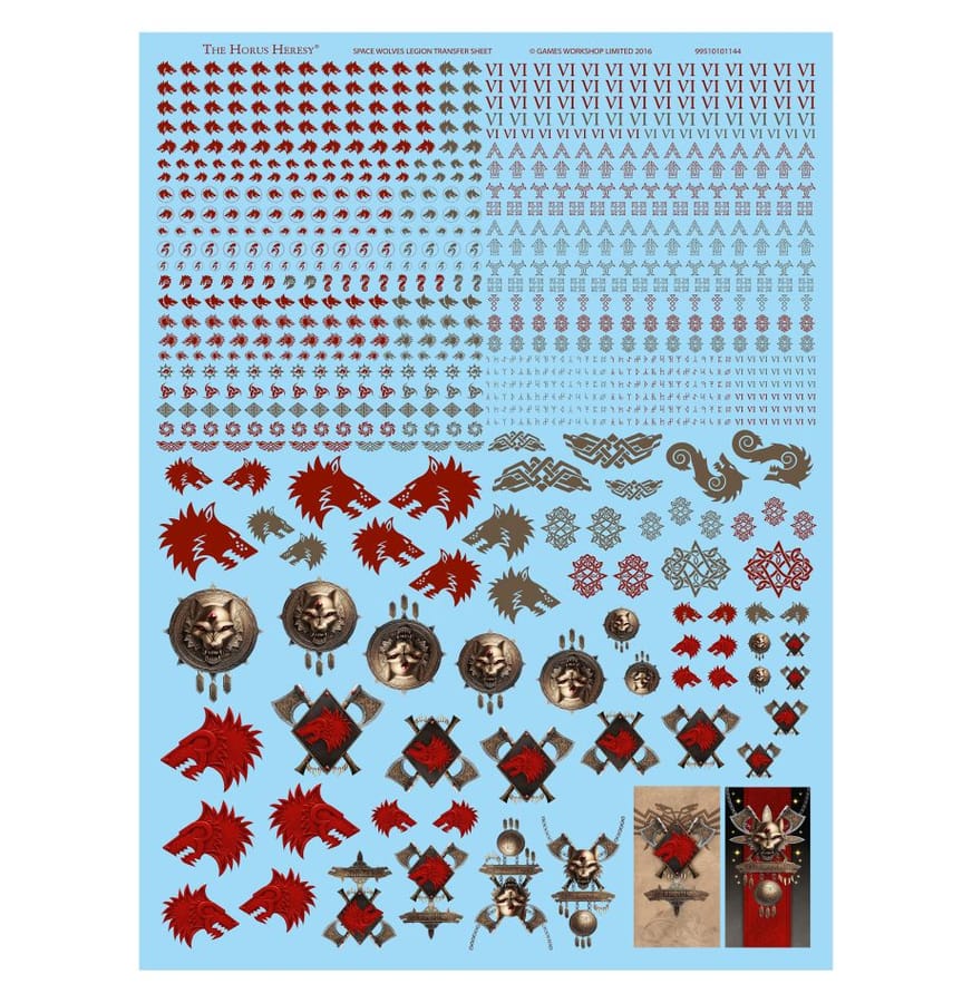 WarForge - Planche de décalcomanies de la Légion des Space Wolves - Warhammer - Space Wolves