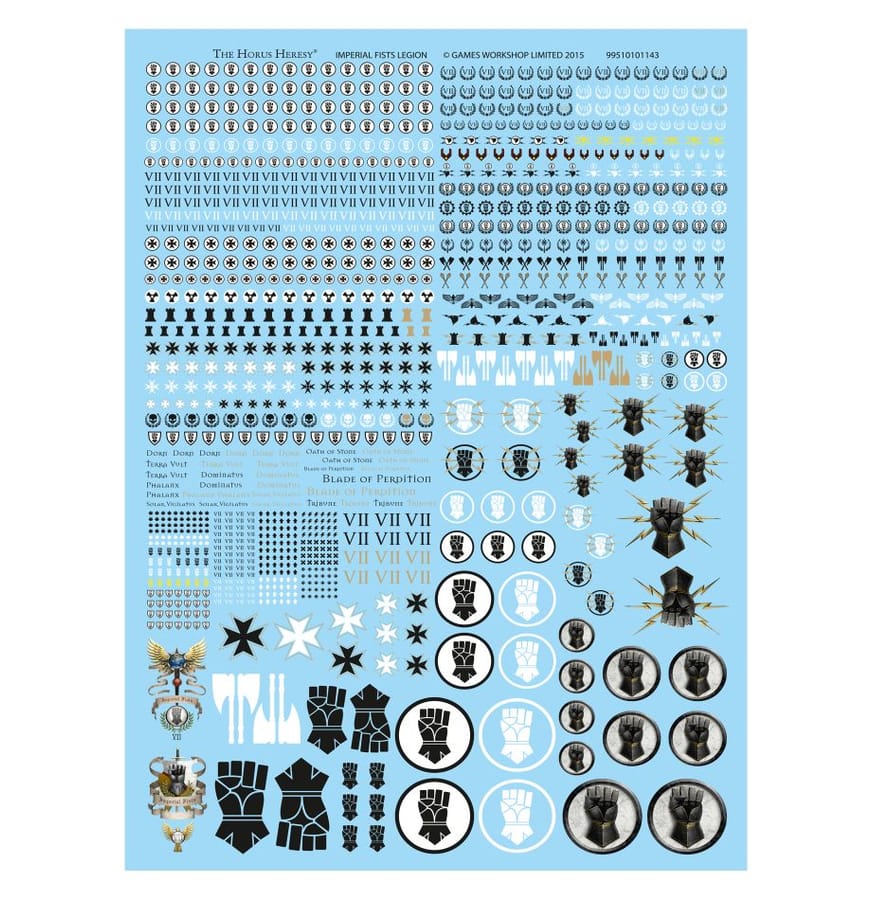 WarForge - Planche de décalcomanies de la Légion des Imperial Fists - Warhammer - Imperial Fists